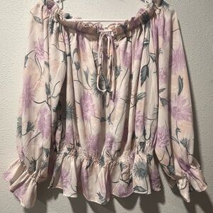 Floral Off-Shoulder Blouse - Cream Color